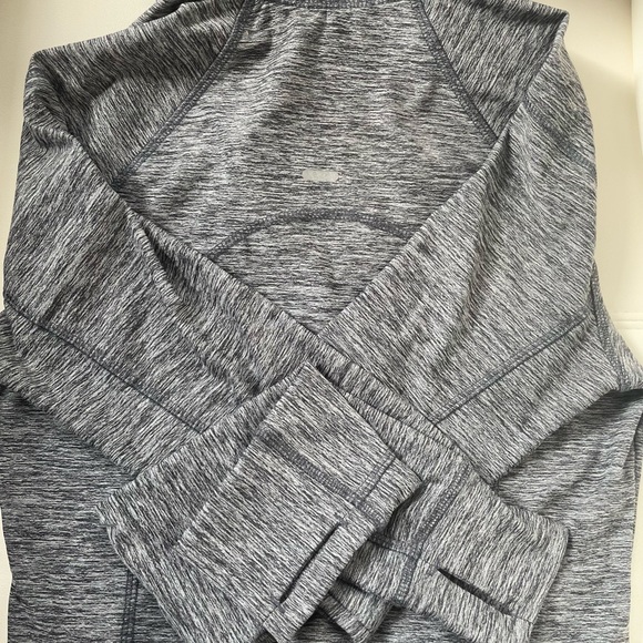 Grey Exercise Half-Zip Long-sleeve Top w Thumbholes - Picture 3 of 3